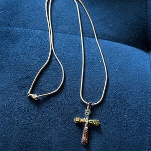 Multicolor Cross Pendant Necklace